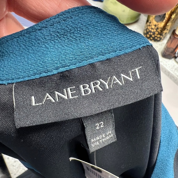 NWT🤩 |•LANE BRYANT•| Pretty Black & Teal Long Sleeve Dress Plus Size 22 - Picture 8 of 9